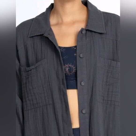 Johnny Was Calme Women's Double Packet Shacket,  Color Graphite Size Medium - Picture 1 of 8